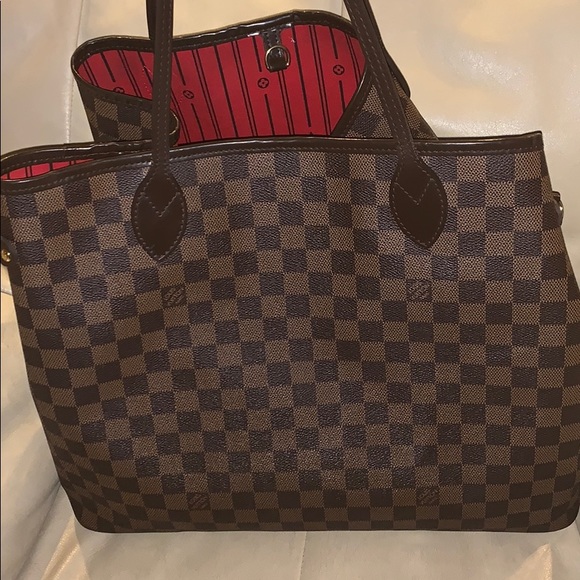 Louie Vuitton Red Leather Tote - Picture 5 of 5